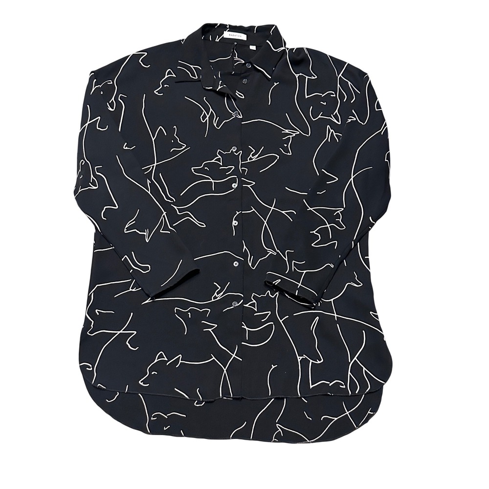 Aritzia Babaton Fox Print Button Down Blouse Size Medium
